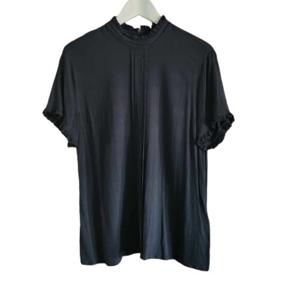 Simons Twik black high collar ruffled blouse - Picture 1 of 10
